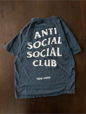 SOLD - Anti Social Social Club New York Essential Graphic Tee Navy Blue Size M